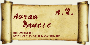 Avram Mančić vizit kartica